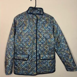 Women's Talbots Blue Paisley Quilted Jacket